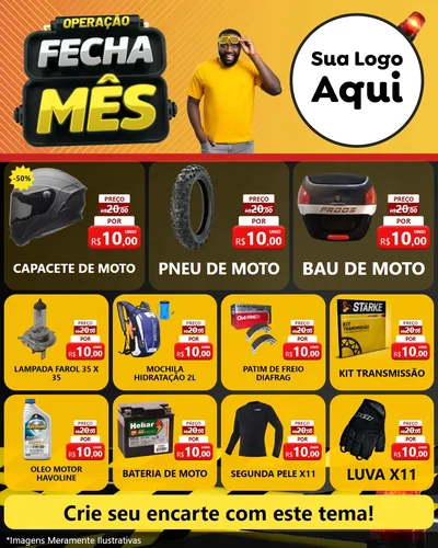 Modelo de Rede Social para Feed Instagram com o tema Operação Fecha Mês para Moto peças