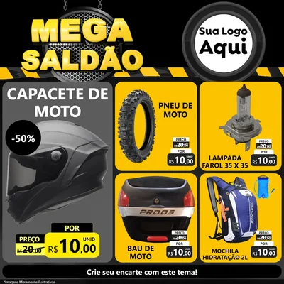 Modelo de Rede Social para Feed Facebook com o tema Mega Saldão para Moto peças
