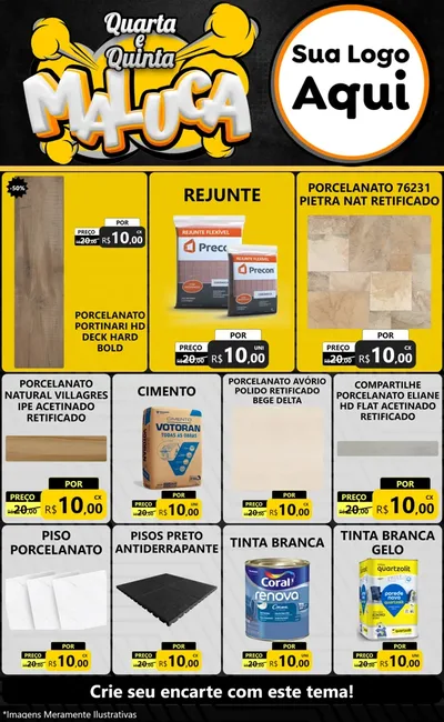 Modelo de Encarte para Encarte Grande com o tema Quarta e Quinta Maluca para Pisos e revestimentos