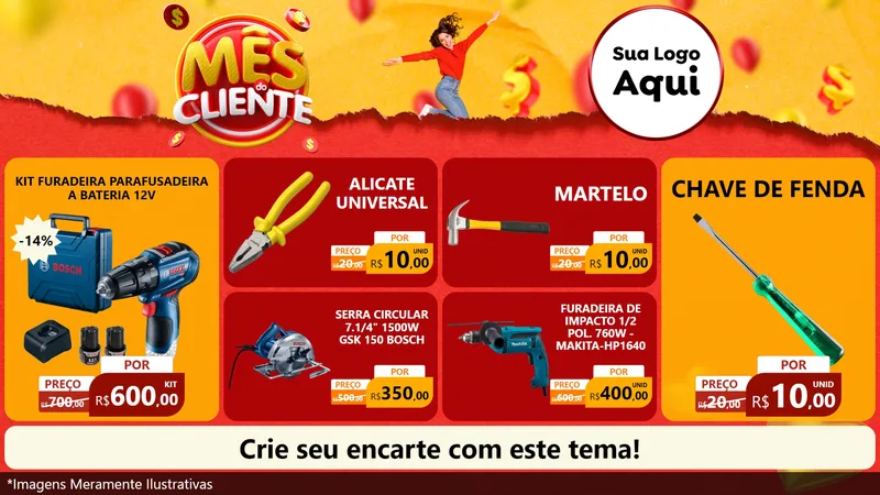 Modelo de TV para TV Horizontal com o tema Mês do Cliente para Maquinas e Ferramentas