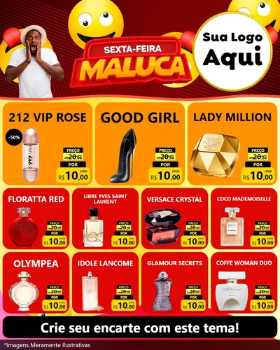 Modelo de Rede Social para Feed Instagram com o tema Sexta-feira Maluca para Perfumes