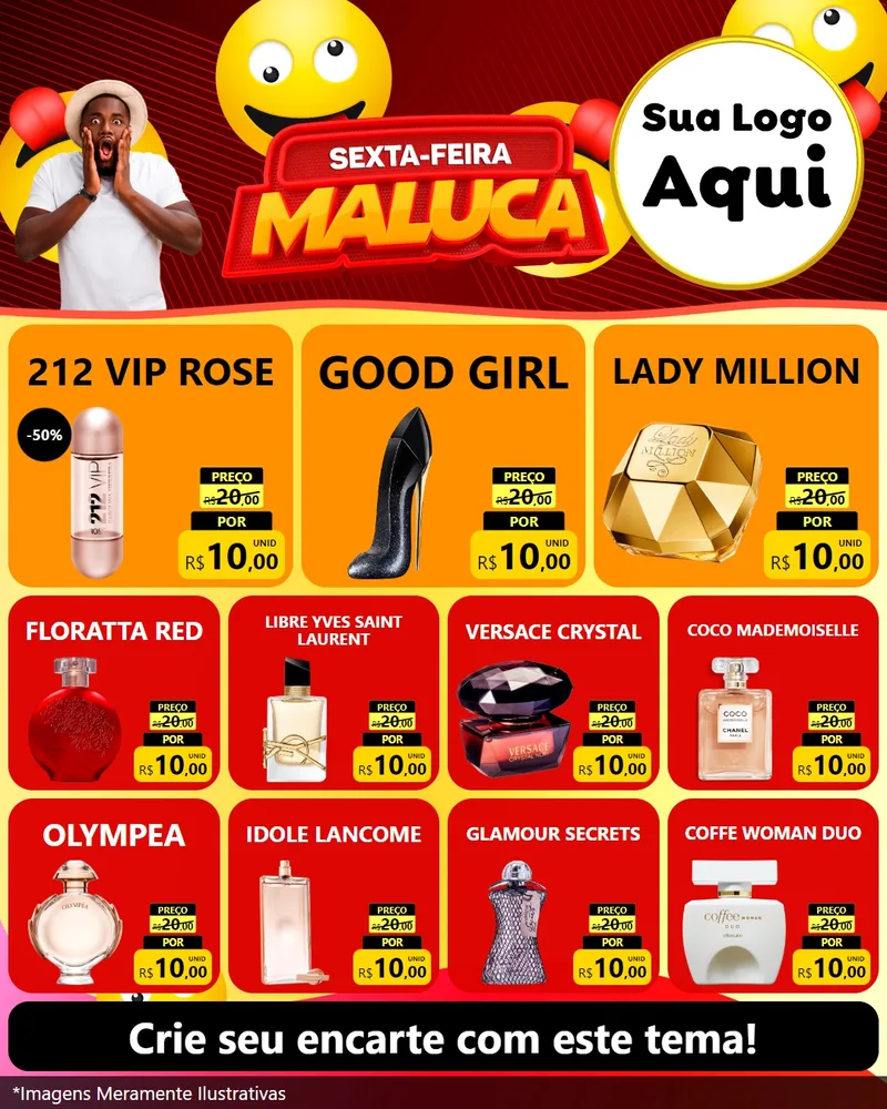 Modelo de Rede Social para Feed Instagram com o tema Sexta-feira Maluca para Perfumes