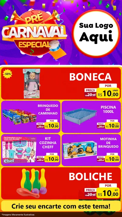 Modelo de TV para TV Vertical com o tema Pré-Carnaval Especial para Brinquedos