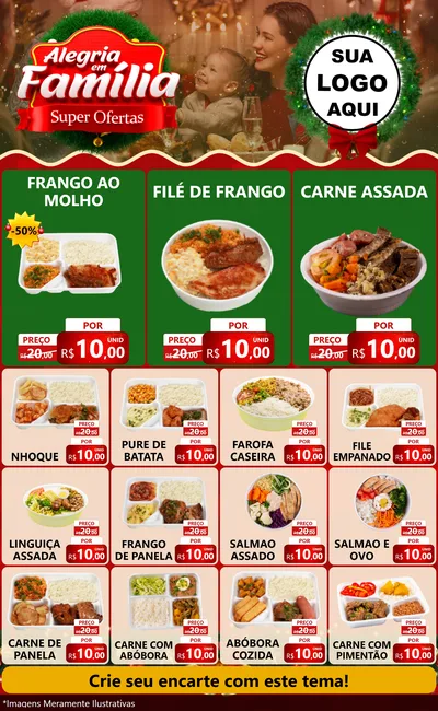 Modelo de Encarte para Encarte Grande com o tema Alegria Em Família - Super Ofertas para Restaurante