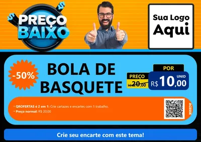 Modelo de Cartaz para Cartaz A4 Horizontal com o tema Preço Baixo para Artigos Esportivos