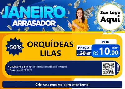 Modelo de Cartaz para Cartaz A4 Horizontal com o tema Janeiro Arrasador para Floricultura e jardim