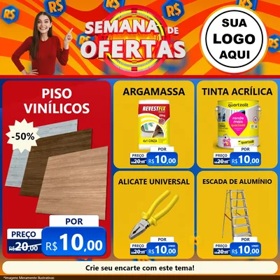 Modelo de Rede Social para Feed Facebook com o tema Semana de Ofertas para Material para Construção