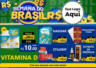 Modelo de Encarte para Encarte A4 Horizontal com o tema Semana Do Brasil para Farmácia