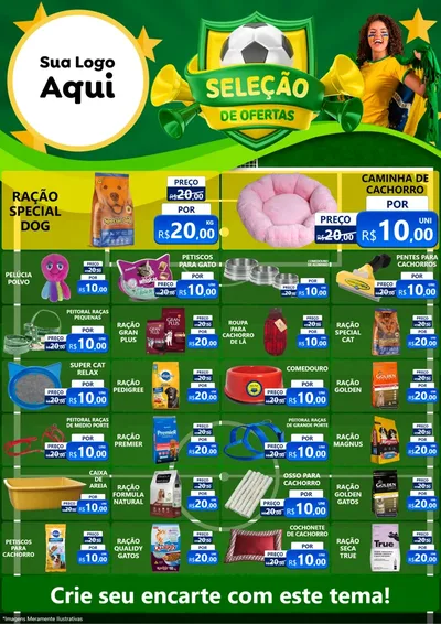 Modelo de Encarte para Encarte A4 Vertical com o tema Seleção de Ofertas - Copa para Pet Shop