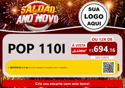 Modelo de Cartaz para Cartaz A4 Horizontal com o tema Saldão de Ano Novo para Concessionaria de Motos