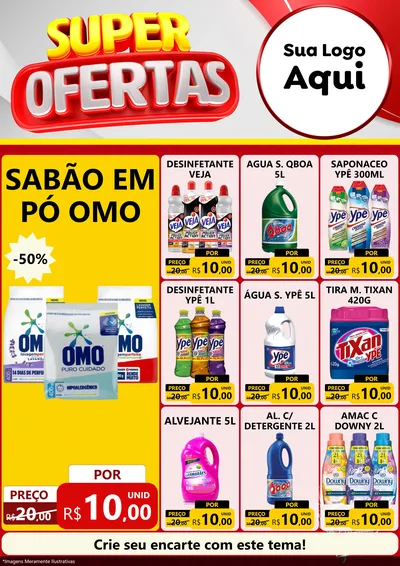 Modelo de Encarte para Encarte A4 Vertical com o tema Super Ofertas para Produtos de Limpeza