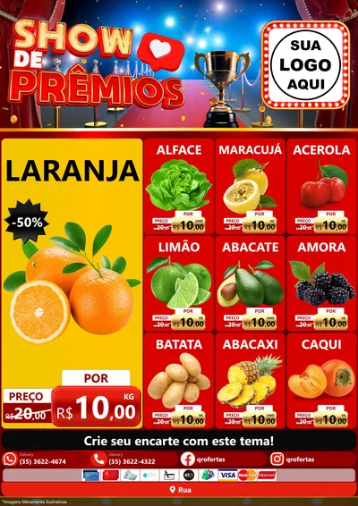 Modelo de Encarte para Encarte A4 Vertical com o tema Show de Prêmios para Hortifrúti
