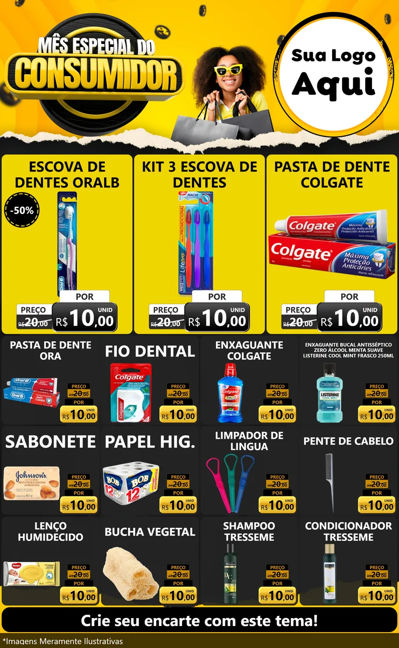 Modelo de Encarte para Encarte Grande com o tema Mês Especial do Consumidor para Higiene Pessoal