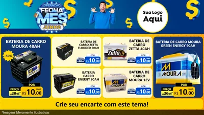 Modelo de TV para TV Horizontal com o tema Operação Fecha Mês, Junho para Baterias Elétricas
