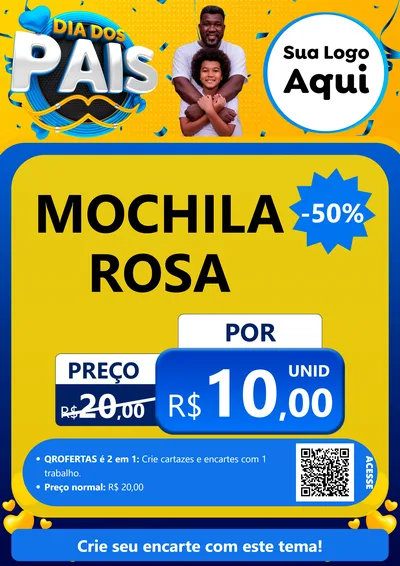 Modelo de Cartaz para Cartaz A4 Vertical com o tema Dia dos Pais para Papelaria