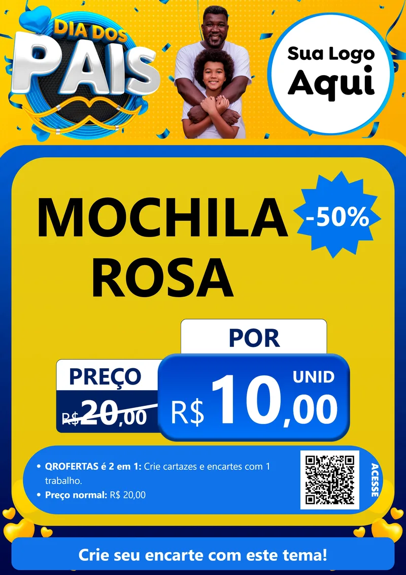 Modelo de Cartaz para Cartaz A4 Vertical com o tema Dia dos Pais para Papelaria