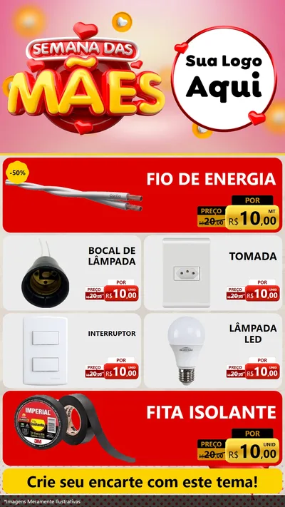 Modelo de TV para TV Vertical com o tema Semana das Mães para Materiais Elétricos