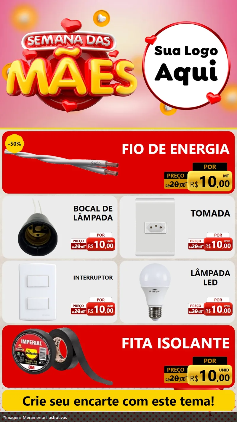 Modelo de TV para TV Vertical com o tema Semana das Mães para Materiais Elétricos