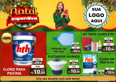 Modelo de Encarte para Encarte A4 Horizontal com o tema Natal Imperdível para Produtos para Piscina