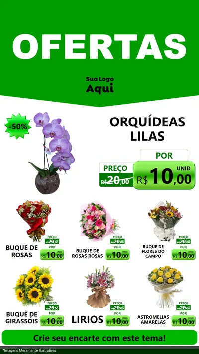 Modelo de Rede Social para Stories com o tema Ofertas Verde Cartaz para Floricultura e jardim