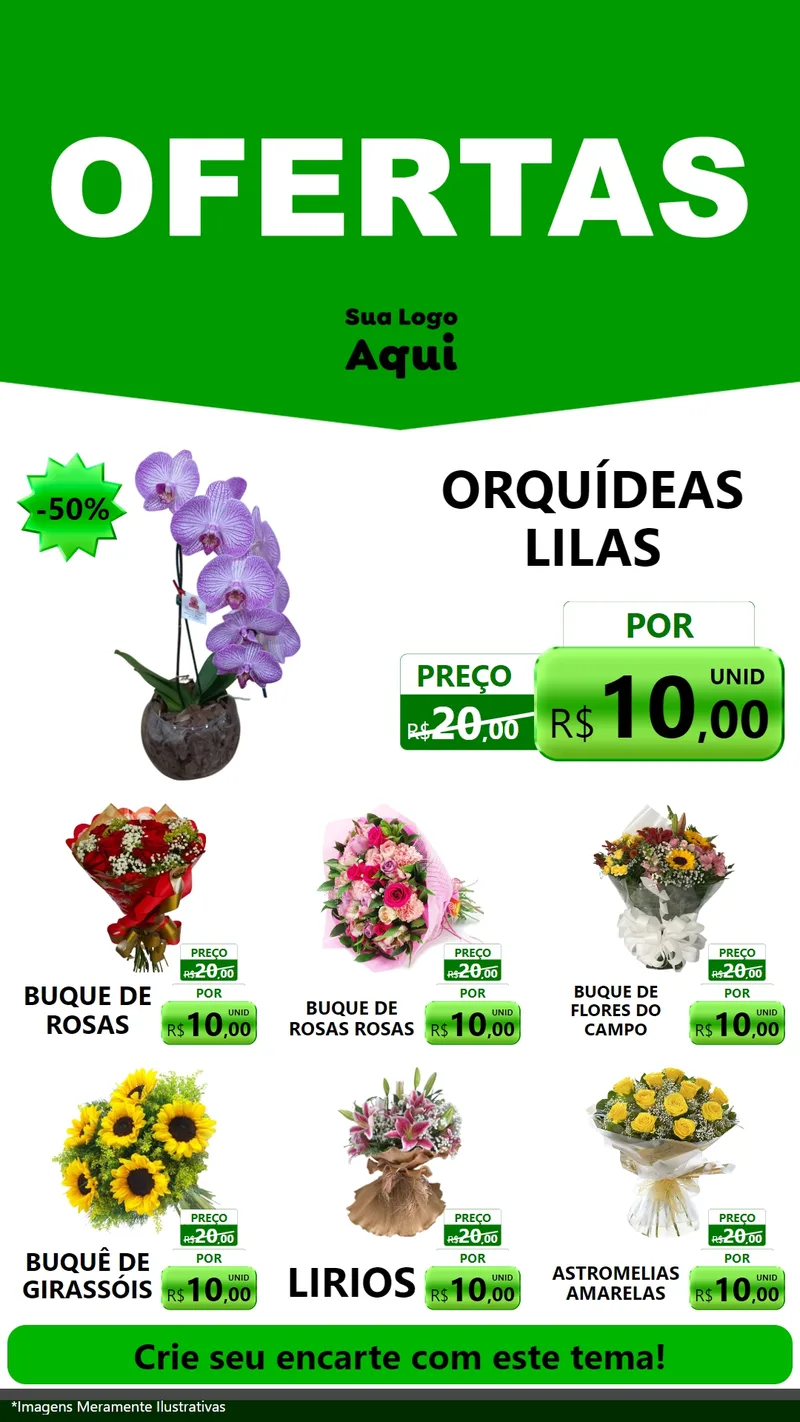 Modelo de Rede Social para Stories com o tema Ofertas Verde Cartaz para Floricultura e jardim