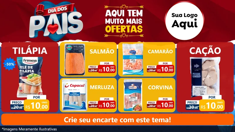Modelo de TV para TV Horizontal com o tema Dia dos Pais para Peixaria