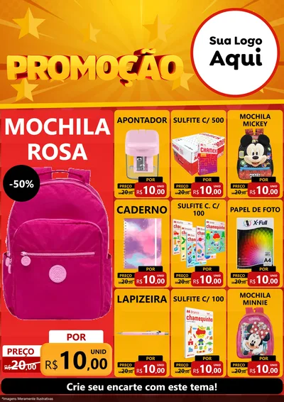 Modelo de Encarte para Encarte A4 Vertical com o tema Promoção para Papelaria