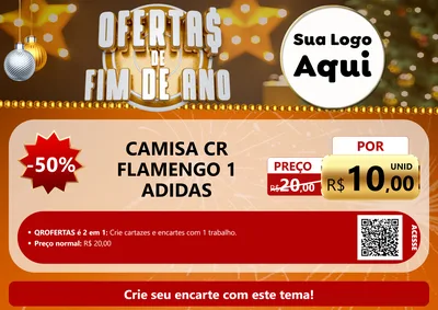 Modelo de Cartaz para Cartaz A4 Horizontal com o tema Ofertas de Fim de Ano para Roupas e acessórios