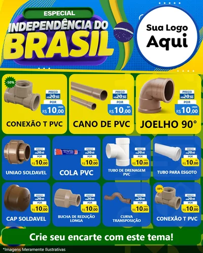 Modelo de Rede Social para Feed Instagram com o tema Especial Independência do Brasil para Tubos e conexões