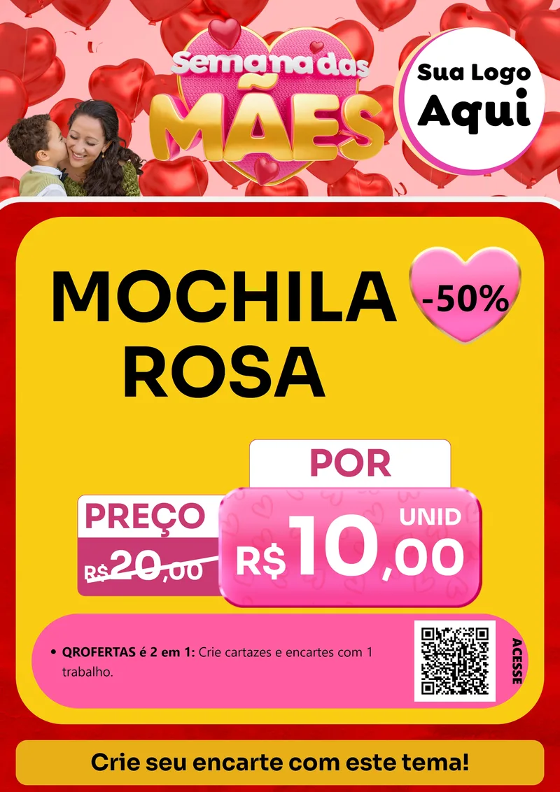 Modelo de Cartaz para Cartaz A4 Vertical com o tema Semana Das Mães para Papelaria