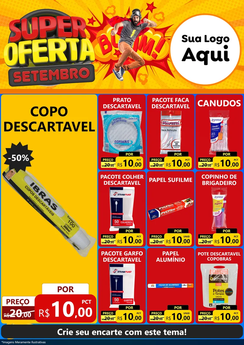Modelo de Encarte para Encarte A4 Vertical com o tema Super Oferta Setembro para Embalagens
