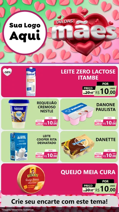 Modelo de TV para TV Vertical com o tema Dia das Mães para Frios e Laticínios