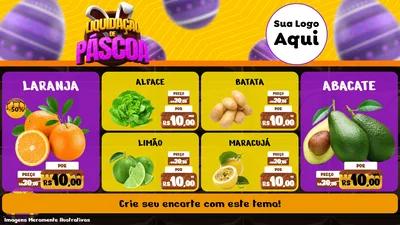 Modelo de TV para TV Horizontal com o tema Liquidação de Páscoa para Hortifrúti
