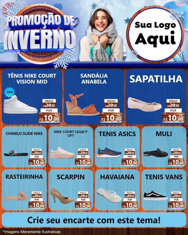 Modelo de Rede Social para Feed Instagram com o tema Promoção de Inverno para Calçados