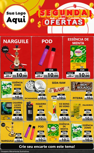 Modelo de Encarte para Encarte Grande com o tema Segunda de Ofertas para Tabacaria