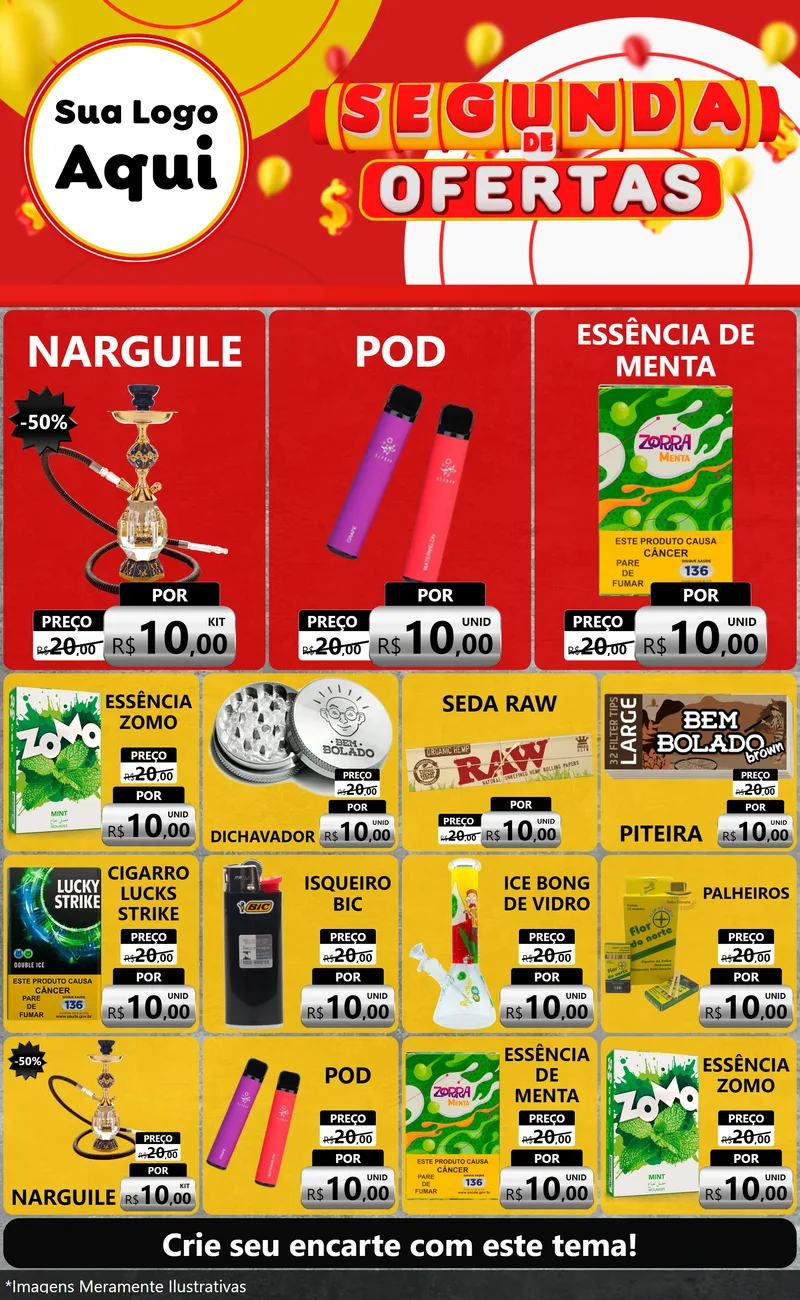 Modelo de Encarte para Encarte Grande com o tema Segunda de Ofertas para Tabacaria