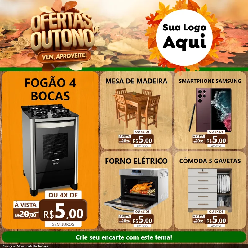 Modelo de Rede Social para Feed Facebook com o tema Ofertas de Outono - Vem, Aproveite! para Móveis e Eletro