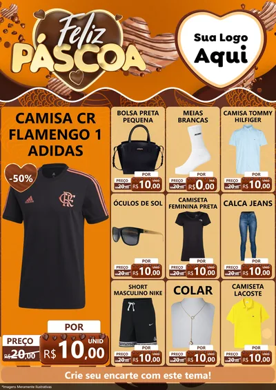 Modelo de Encarte para Encarte A4 Vertical com o tema Feliz Páscoa para Roupas e acessórios