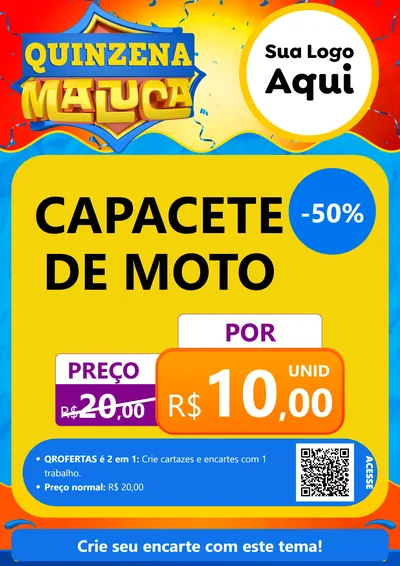 Modelo de Cartaz para Cartaz A4 Vertical com o tema Quinzena Maluca para Moto peças