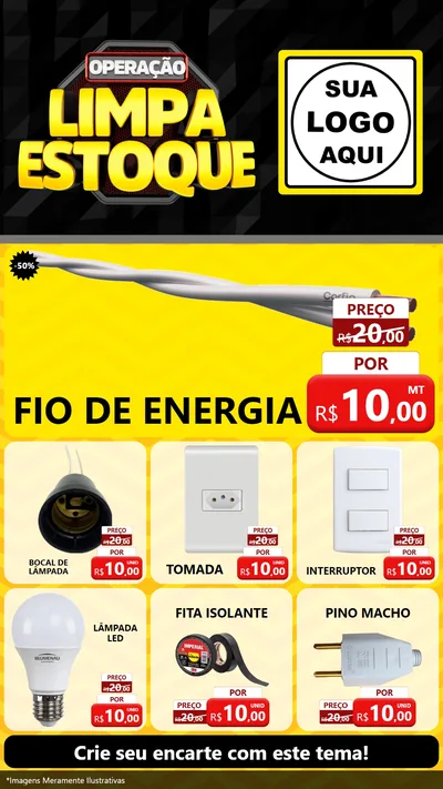Modelo de Rede Social para Stories com o tema Operação Limpa Estoque para Materiais Elétricos