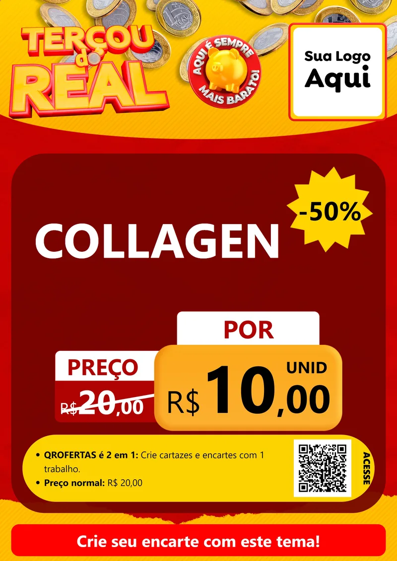 Modelo de Cartaz para Cartaz A4 Vertical com o tema Terçou do Real para Suplementos alimentares