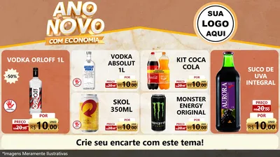 Modelo de TV para TV Horizontal com o tema Ano Novo Com Economia para Distribuidora de bebidas