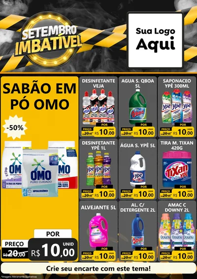 Modelo de Encarte para Encarte A4 Vertical com o tema Setembro Imbatível para Produtos de Limpeza