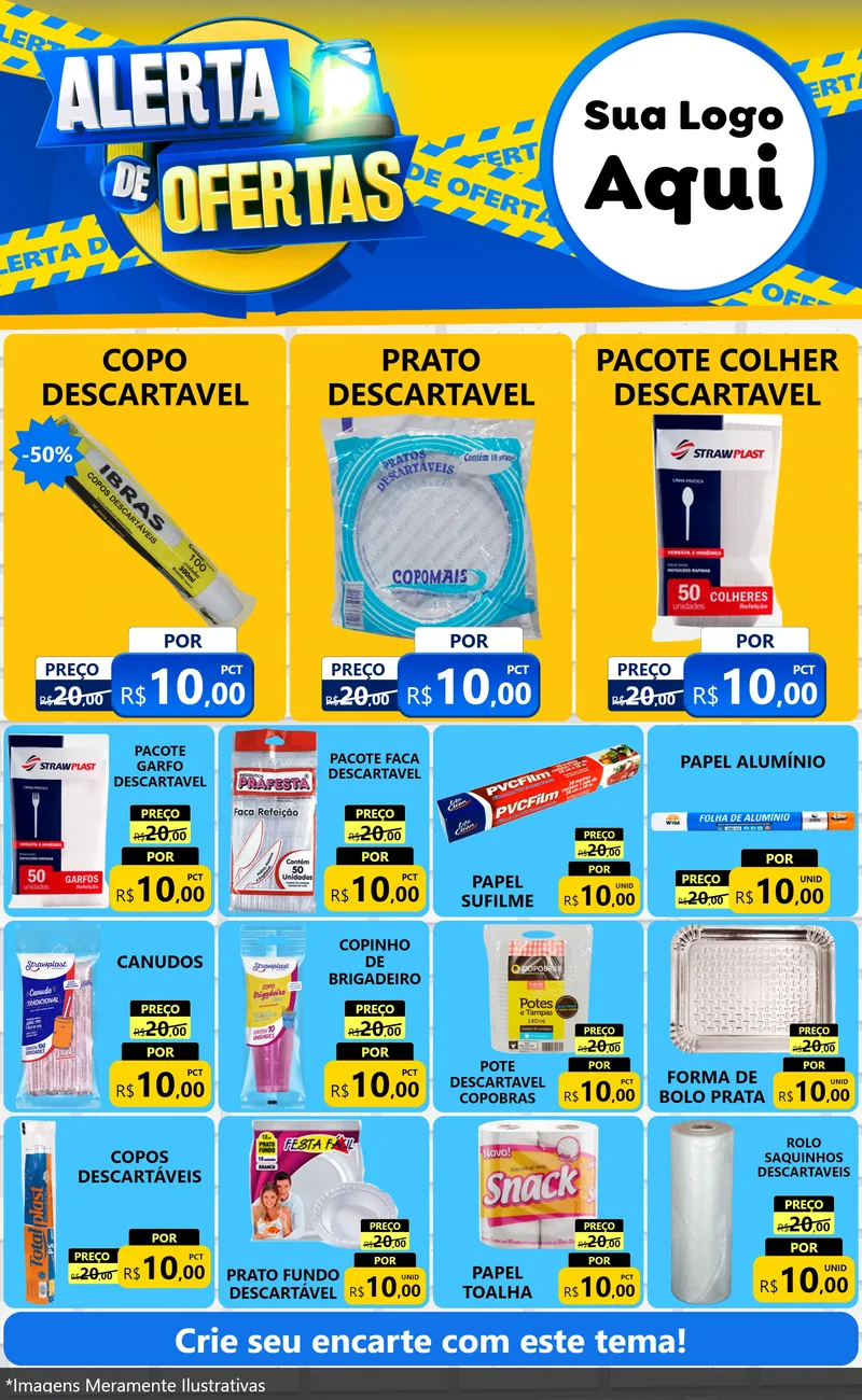 Modelo de Encarte para Encarte Grande com o tema Alerta de Ofertas para Embalagens