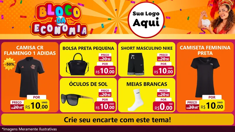 Modelo de TV para TV Horizontal com o tema Bloco da Economia para Roupas e acessórios