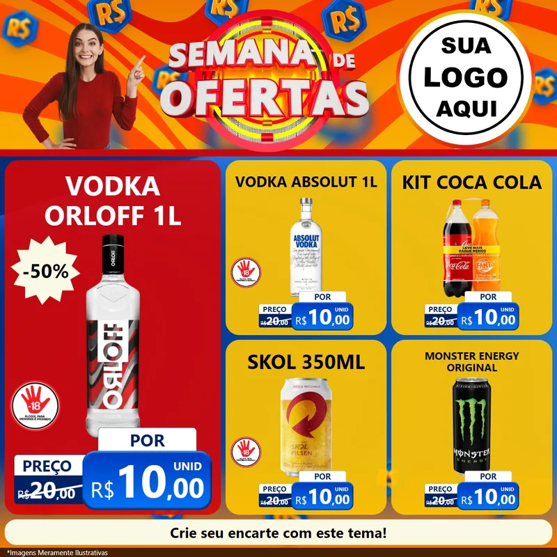 Modelo de Rede Social para Feed Facebook com o tema Semana de Ofertas para Distribuidora de bebidas