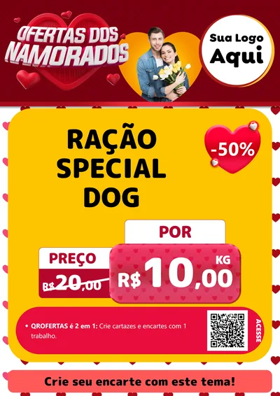 Modelo de Cartaz para Cartaz A4 Vertical com o tema Ofertas Dos Namorados para Pet Shop