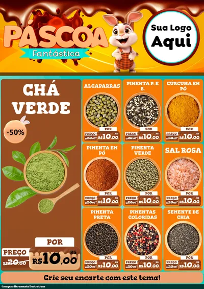 Modelo de Encarte para Encarte A4 Vertical com o tema Páscoa Fantástica para Produtos Naturais