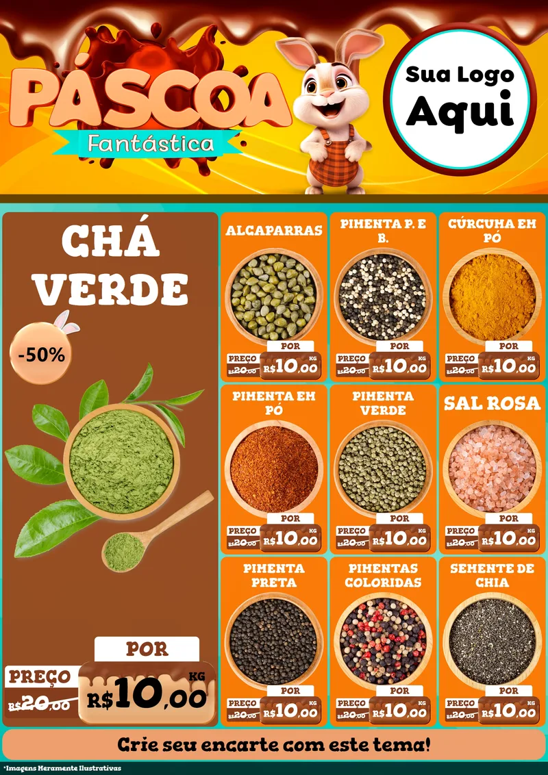 Modelo de Encarte para Encarte A4 Vertical com o tema Páscoa Fantástica para Produtos Naturais