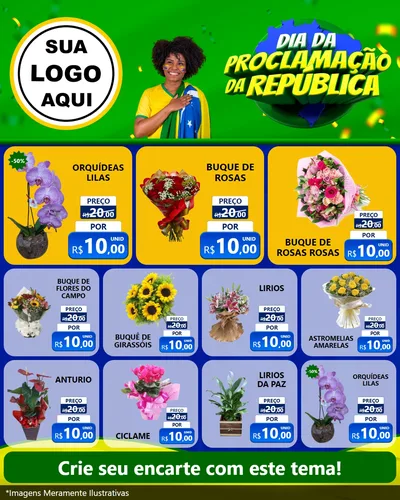 Modelo de Rede Social para Feed Instagram com o tema Dia Da Proclamação Da República para Floricultura e jardim